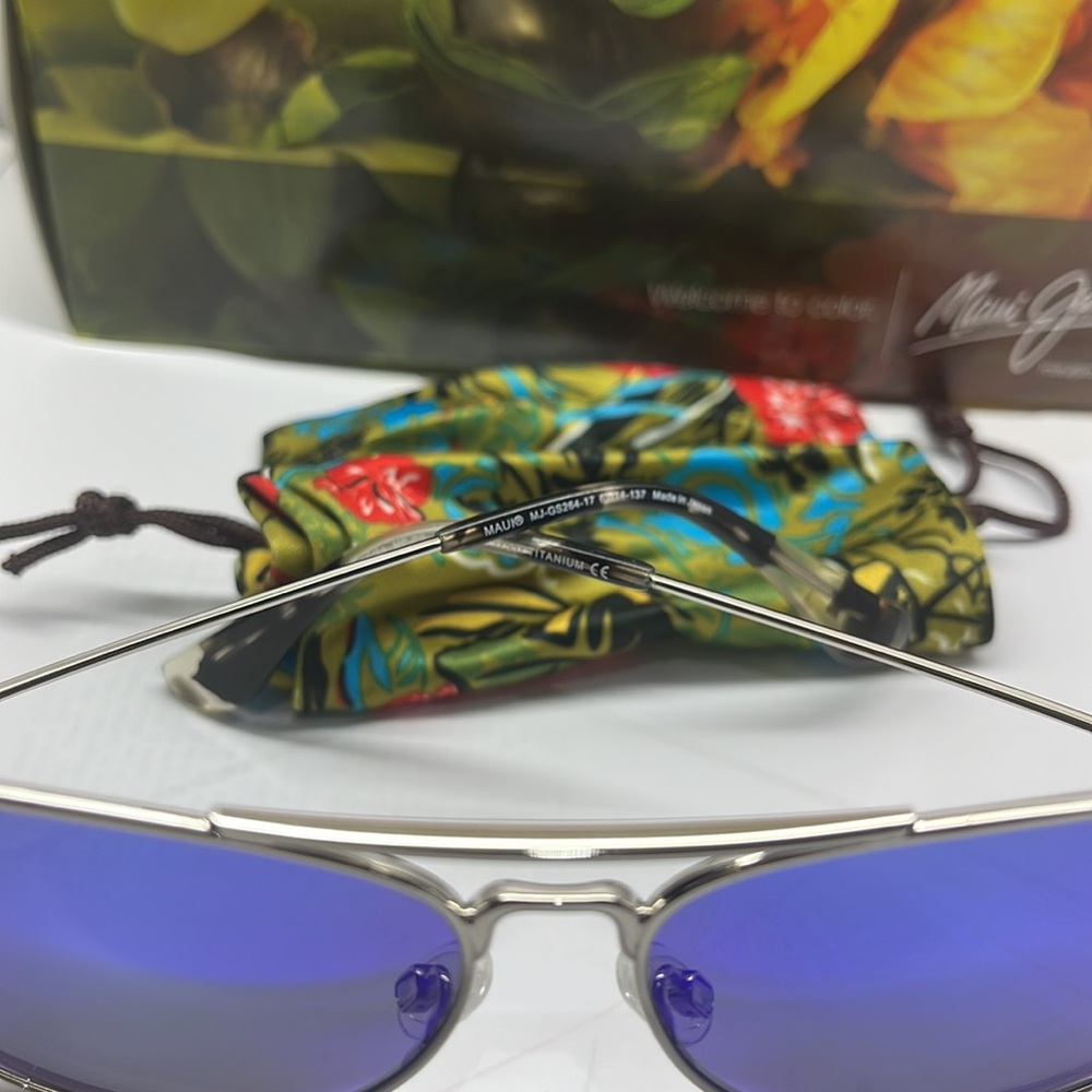 Brand New Maui Jim Polarized Aviator double bridge MJ257 Silver with Blue Mirror - Picture 4 of 8
